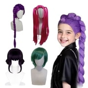 Kids Anime Cosplay Wig, Heat Resistant Full Head Wig for Children with Wig Cap, Adjustable