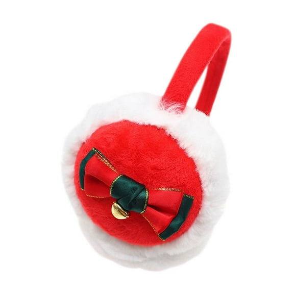 Wyobmus Christmas Earmuffs for Kids Girl Winter Fleece Lined Plush Ear Warmers Lightweight Insulated Fluffy Ear Covers for Riding D-Red*