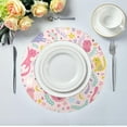 thumbnail image 5 of Coolnut Pink Cat Round Placemats Waterproof Non-Slip Washable Place Mats Polyester Table Mats Set of 1 Heat Resistant for Home Kitchen Holiday Party Home Decor Gifts, 5 of 7