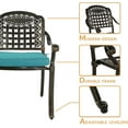 thumbnail image 6 of W WARMHOL 3-Piece Outdoor Patio Dining Set, All-Weather Cast Aluminum Patio Furniture Set for Backyard Garden Deck with 2 Cushioned Chairs and 35.4” Round Table, 2" Umbrella Hole, Ocean Blue, 6 of 7
