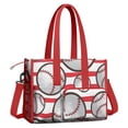 thumbnail image 2 of Teacher Tote Bag,Red and White Striped Baseballs Pattern Teacher Utility Tote Bag,Large Work Tote Bags for Women with Multiple Pockets,Top Zipper Closure,13.8x10.6x6.7 Inch, 2 of 5