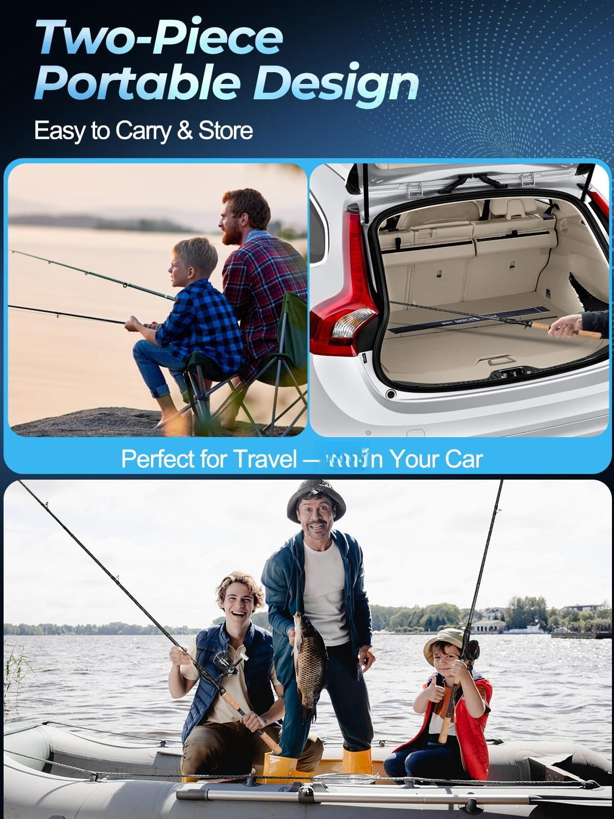 Fishing Rods  Carbon Fiber Spinning & Casting Poles Saltwater Resistant Guides 6'/7'/8'/9'/10'/12'-portable 2/3/4/-piece Telescopic Designs Cork/eva Grip For Bass Trout Inshore Surf