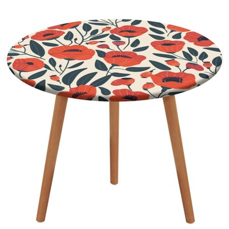 

ZHANGS Lovely Poppy Patch 850 Round Table Cover Stain-Resistant Fitted Tablecloth Oil-Proof Wipeable Elastic Table Cover Waterproof Table Cloth for Halloween Thanksgiving Christmas