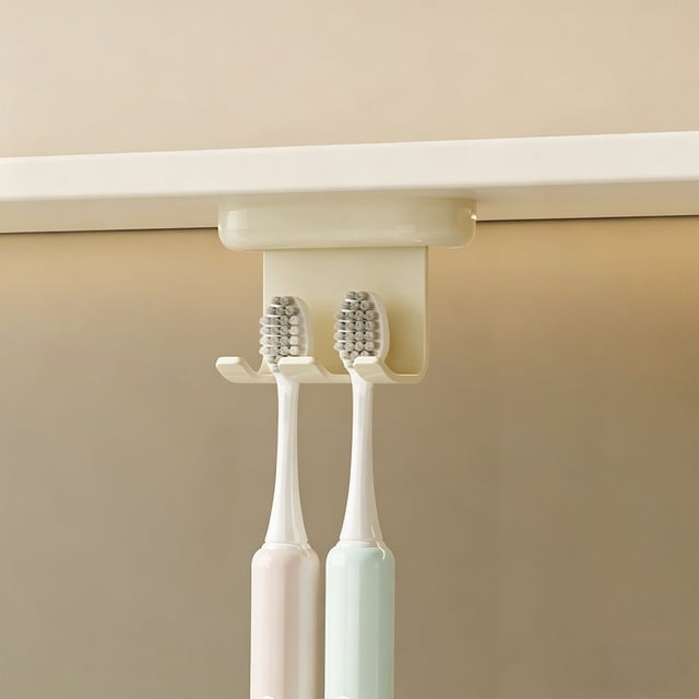 10Pcs Plastic Toothbrush Holder, SSZMDLB Toothbrush Storage Rack, Plastic Wall Mount Toothbrush Holder, Adhesive Bathroom Toothbrush Organizer, Detachable Brush Holder for Bathroom Sink Counter,