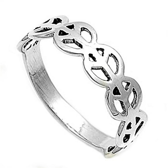 Sterling Silver Peace Sign Ring 6mm ( Size 4 to 9)
