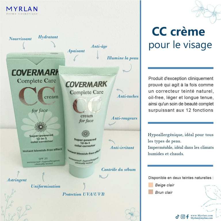 Covermark for Women Complete Care CC Cream For Face Waterproof SPF 25  Caramel Brown, 1.35 oz