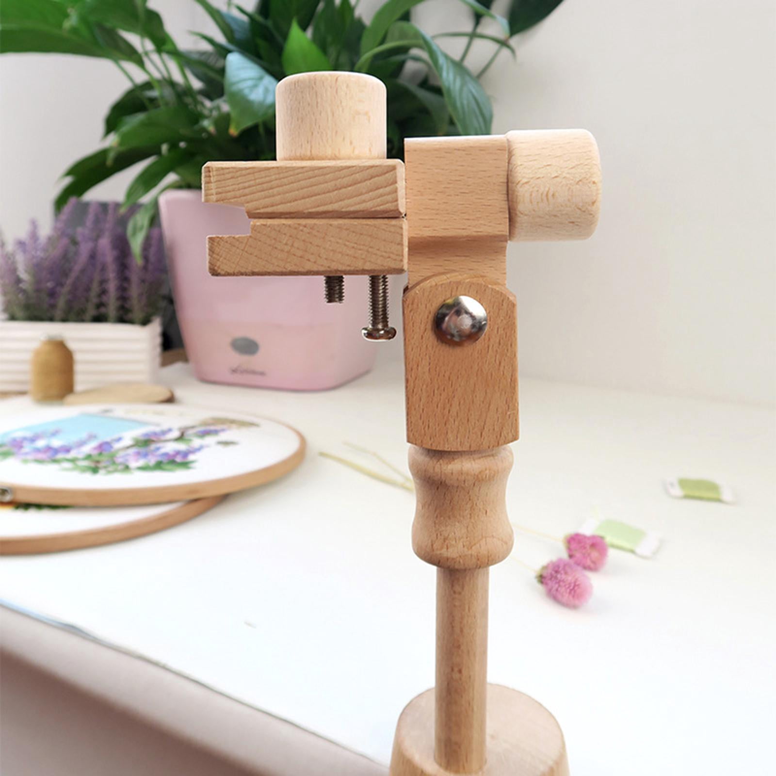 Adjustable Embroidery Hoop Holder with Clamp, Wooden Stitch Stand, Rotated Embroidery Hoop Holder Stand for Embroidery, Needlepoint Craft