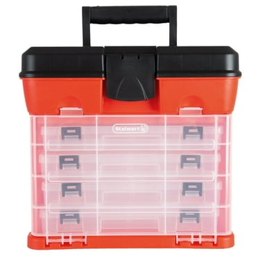 Stalwart Portable Tool Storage Box - Small Parts Organizer with 4 Trays