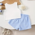 thumbnail image 3 of CYRBOKO Outfit Sets for Girls, Sleeveless Summer Elastic Waist Casual Tops Shorts Two-piece Sets Sky Blue Size 1-2 T, 3 of 6