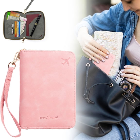 Goowood RFID Passport Holder for Travel Cruise Essentials 2026 Travel Document Organizer Wallet Case Pink