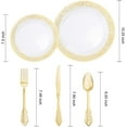 Elegant Gold Lace Plastic Party Plates 150pcs Disposable Dinnerware