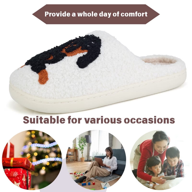BERANMEY Cute Animal Slippers for Women Perfect Soft Plush Comfy Warm Slip-On Womens Slippers Indoor Fluffy House Slippers for Women and Men Non-slip Fuzzy Flat Slides