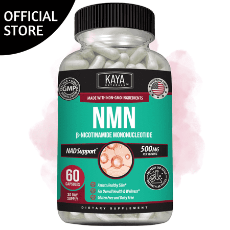 Kaya Naturals NMN 500 mg Supplement for Cellular Energy Support, Daily Wellness & Vitality, 60 Capsules