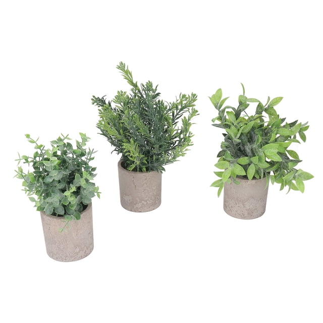 Plantas De Eucalipto En Macetas Falsas, Hermoso Paquete De 3 Plantas Artificiales En Macetas De Plástico Para Escritorio