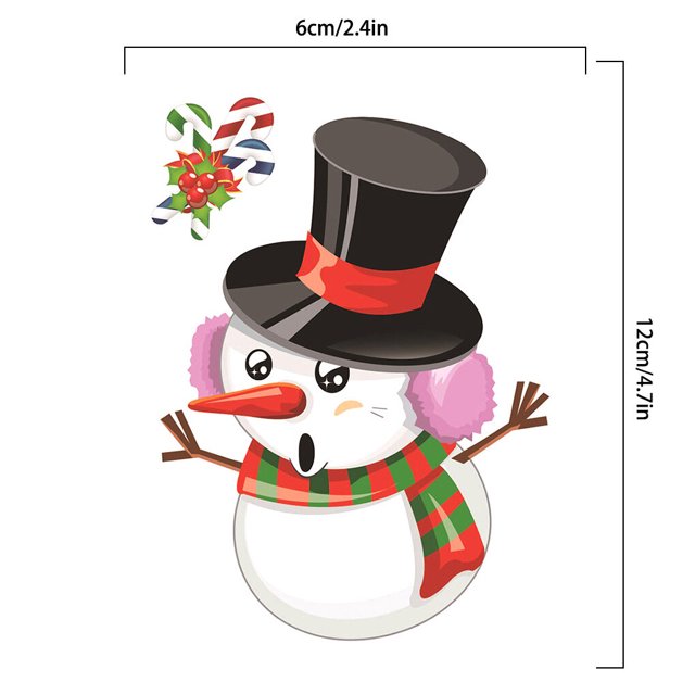 kurtrusly Christmas Static Sticker Fridge Window PVC Decal Home Office Shop Self-adhesive Decoration, Snowman