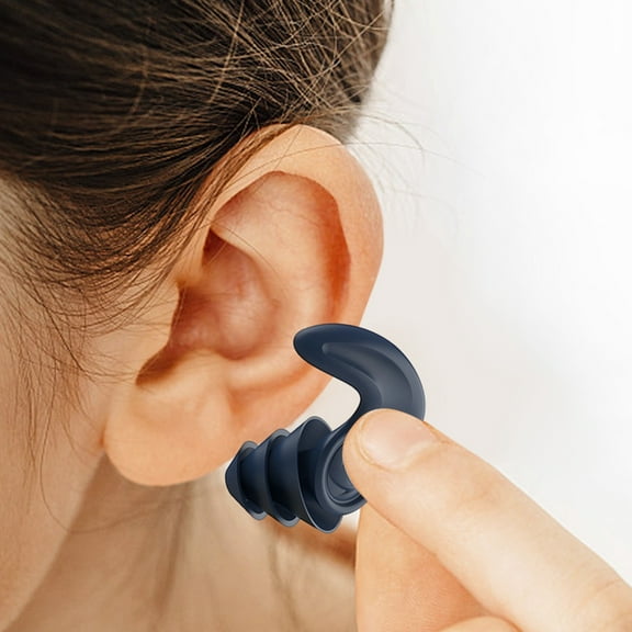 Adult Swimming Earplugs Reusable Silicone - Soft and Comfortable Ear Plugs Suitable for Surfing Diving Pools Showers Water Sports - Dark Blue