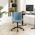 thumbnail image 6 of YOUNIKE Upholstered Desk Chair, Armless Computer Chair with Wheels，Modern Faux Leather Office Chair，Adjustable Swivel Rolling Chair，Adjustable Height，Suitable for Office, Home, Blue, 6 of 15