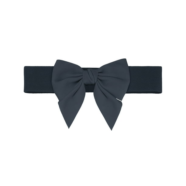 CINTURÓN ELÁSTICO ANCHO PARA MUJERES TALLA PLUS INSPIRADO EN LA MODA, CON DECORACIÓN DE LAZO EN LA CINTURA, CINTURONES VERSÁTILES DE 37.8-45.3" EN AZUL MARINO