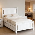 thumbnail image 2 of Zimtown Twin Bed Frame,Solid Pine Wood Platform Bed Frame with 2 Drawers, Bedroom Bed with Headboard, White, 2 of 8