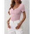 thumbnail image 4 of Camiseta ANRABESS de punto acanalado para mujer, primavera y verano 2025, 4 of 6