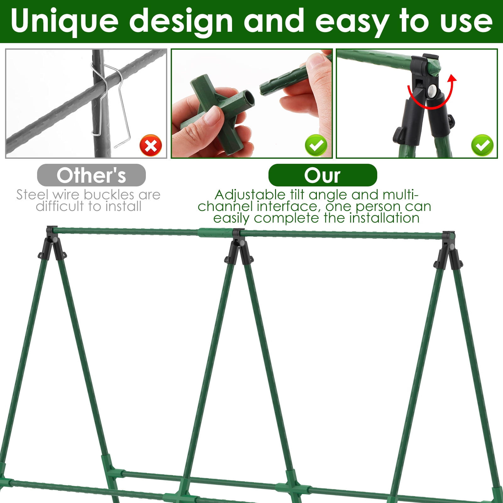 Threns Plant Climbing Frame Vegetable Trellis Garden Trellis Outdoor Plant Trellis,Easy to Install,1Set