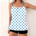 thumbnail image 4 of 2 Piece Tankinis for Women Padded Classic Polka Dot Print Bathing Suits Cross Back Strappy Swimwear with Boyshorts Tummy Control Modest Swimsuits Pool Party, 4 of 6
