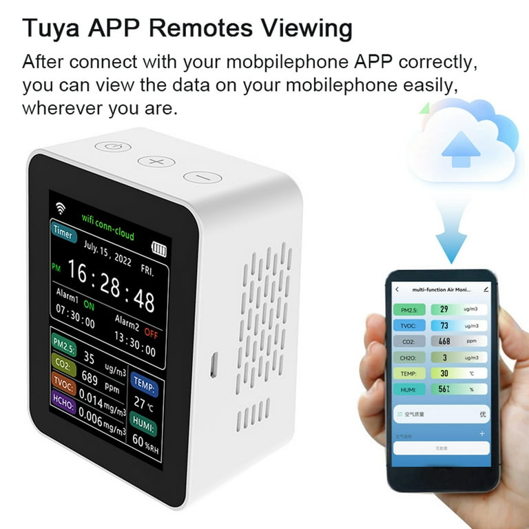 Home 13 In1 Tuya WIFI Intelligent Air Quality Monitor Indoor CO2 Detector  HCHO/TVOC/PM2.5/PM1.0/PM10/time/Temperature Humidity