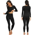 thumbnail image 3 of COMFREE Thermal Underwear for Women Long Johns Set Crew Neck Long Sleeve Suit Thin Base Layer Top and Bottom, 3 of 6