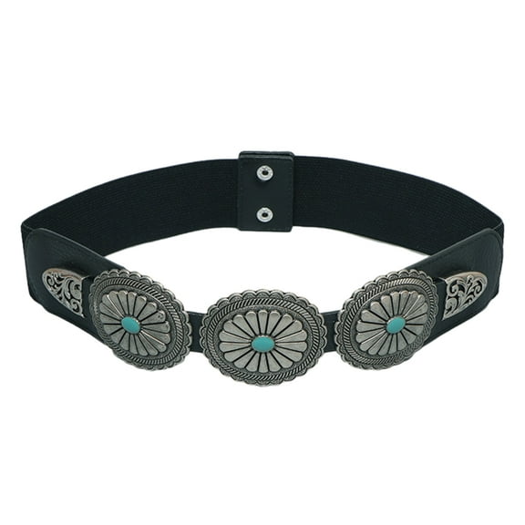 SIEYIO Ladies Carved Turquoise Buckle Waist Corset for Banquet Women Dress Belt