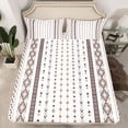 thumbnail image 2 of Homewish Retro Boho Geometric Bed Sheets,Vintage Bohemian Aztec King Sheets,White Brown Sheet Set For Adults,Luxury Bedroom Decor,4 Pieces, 2 of 7