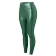 thumbnail image 3 of Dyfzdhu Faux Leather Leggings for Women Tummy Control Stretch High Waist Slim Pleather Pants Plus Size Green, 3 of 6