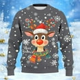 thumbnail image 5 of Unisex Christmas Sweater for Men Women Xmas Holiday Party Funny Print Knit Pullover,Grey,3XL, 5 of 5