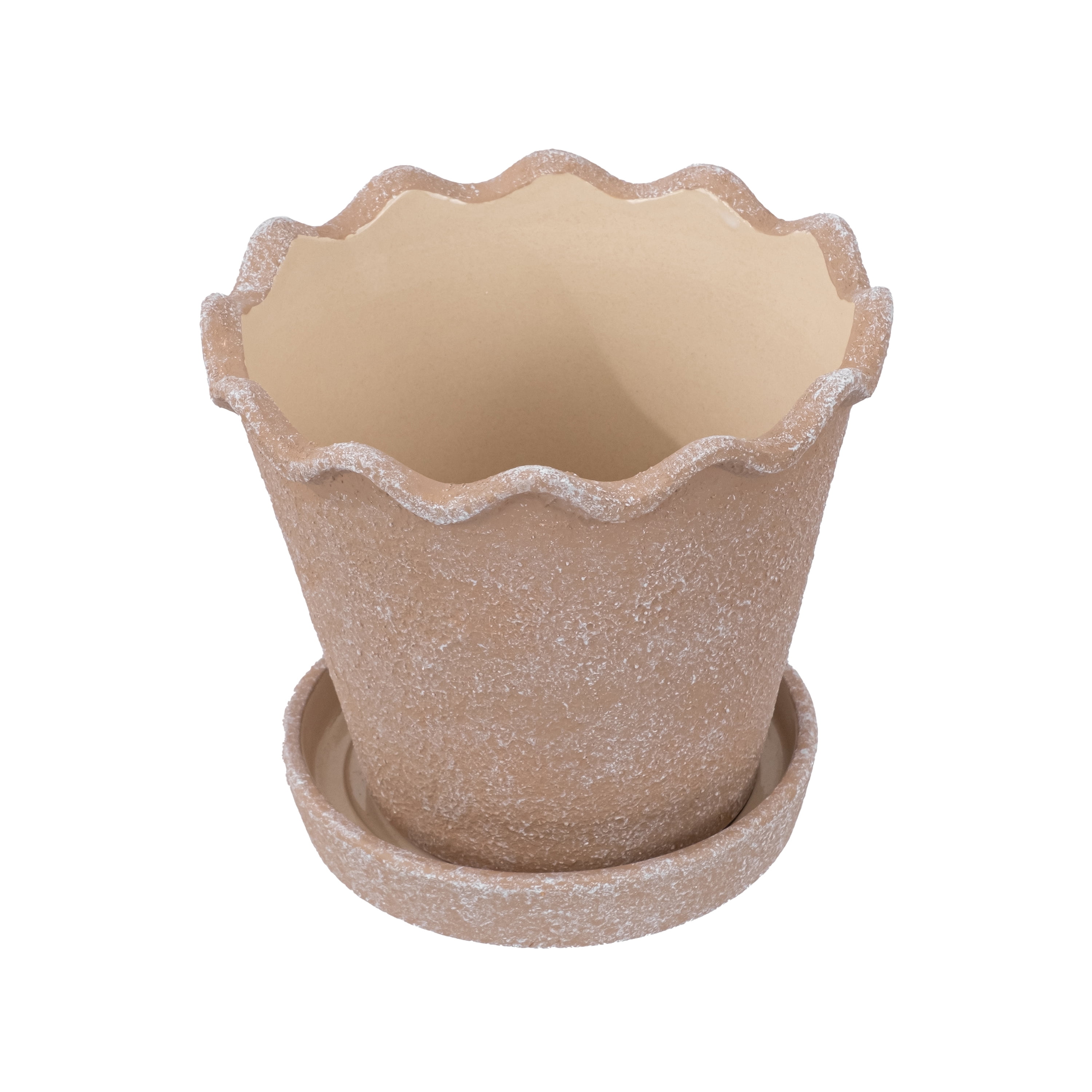 My Texas House 8 inch Ceramic Wave Planter, Brown