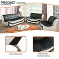 thumbnail image 3 of Aukfa 3 Piece Sofa Set - 42" Wide Upholstered Couch Armchair, Leather, Black&White, 3 of 10