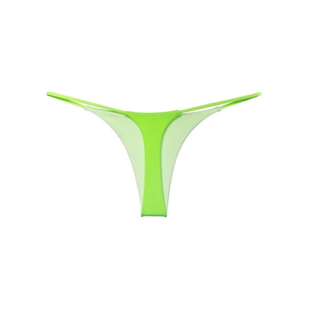 TiaoBug Women s Low Rise Triangle Bikini Thongs T-back Briefs Bottoms Underwear Swimwear Fluorescent Green L