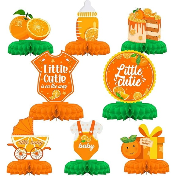 Little Cutie Baby Shower Decoration Little Cutie Table Centerpiece, Clementine Orange Honeycomb Centerpieces Tabletop Supplies for Tangerine Themed Baby Shower, Wedding & Birthday Party