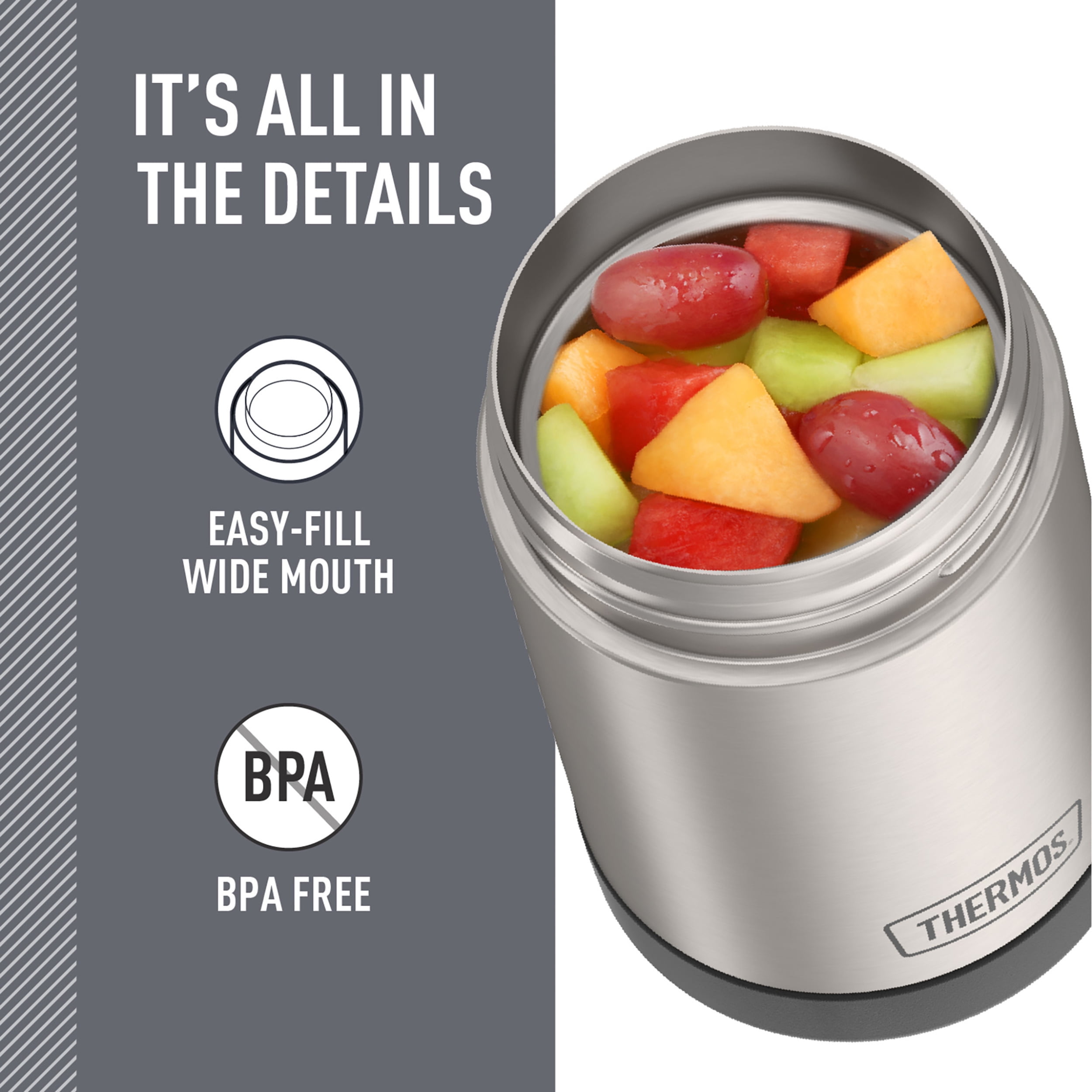 (4 pack) Thermos 16oz Insulated Food Jar with Folding Spoon, Stainless Steel
