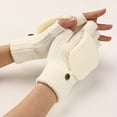 thumbnail image 2 of BKQCNKM Gloves for Cold Weather Winter Gloves Winter Knit Convertible Fingerless Gloves Wool Gloves Thermal Gloves Unisex Winter Gloves Women, White One Size, 2 of 6