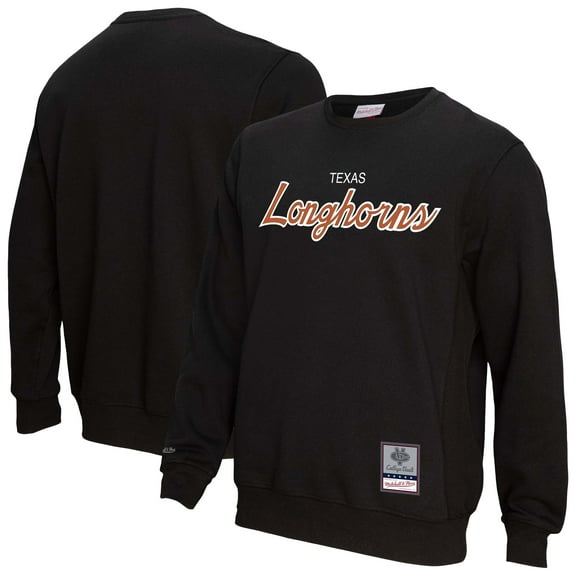Men's Mitchell & Ness Black Texas Longhorns Elite Script Pullover Sweatshirt