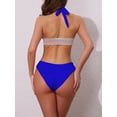 thumbnail image 3 of DARING DIVA Women's Color Block Wavy Stripes Bikini Sets Medium Royal Blue, 3 of 6