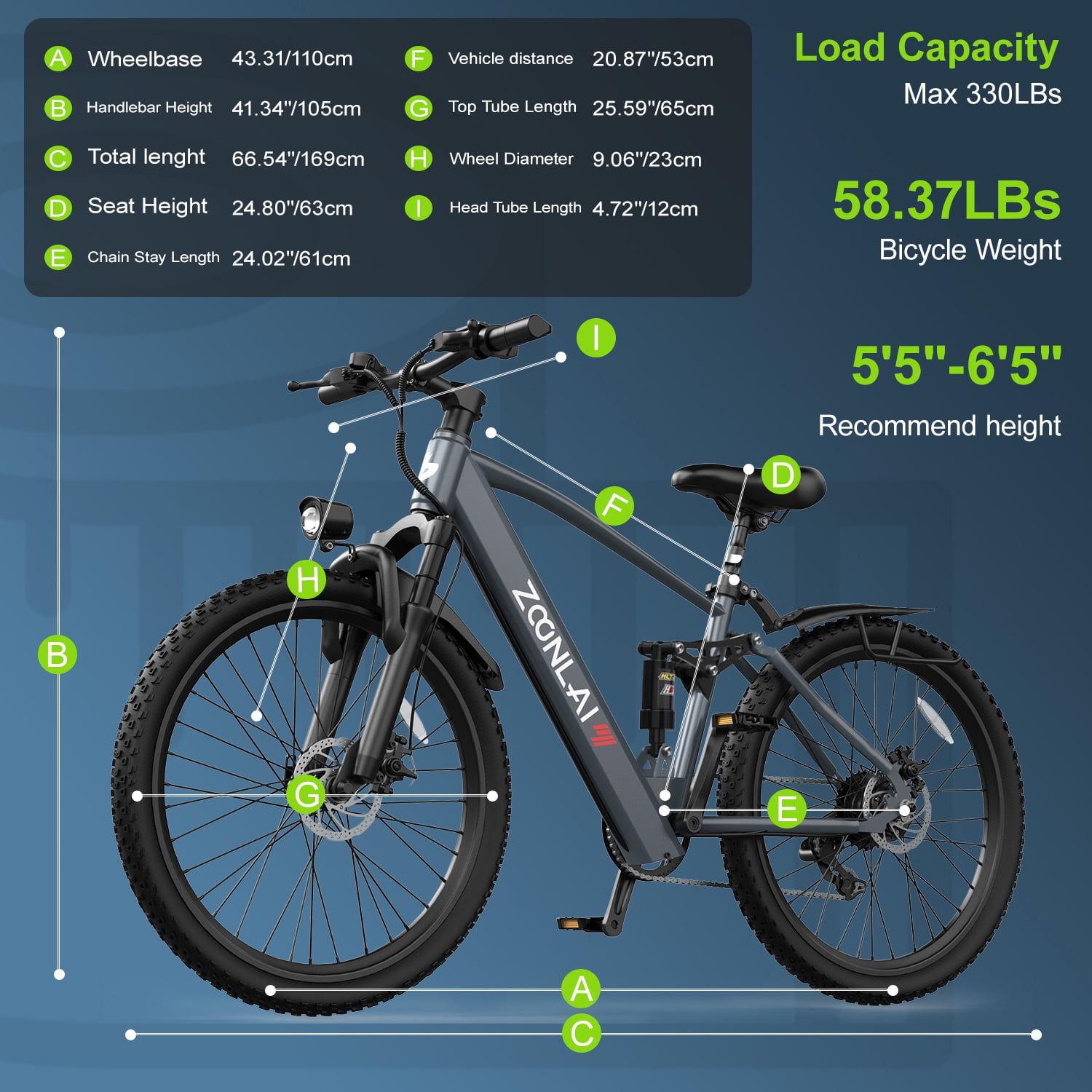 Zoonlai 26" Electric Bike for Adults, 500W Motor, 36V 13Ah, 40 Miles Range, Rear Suspension, UL2849