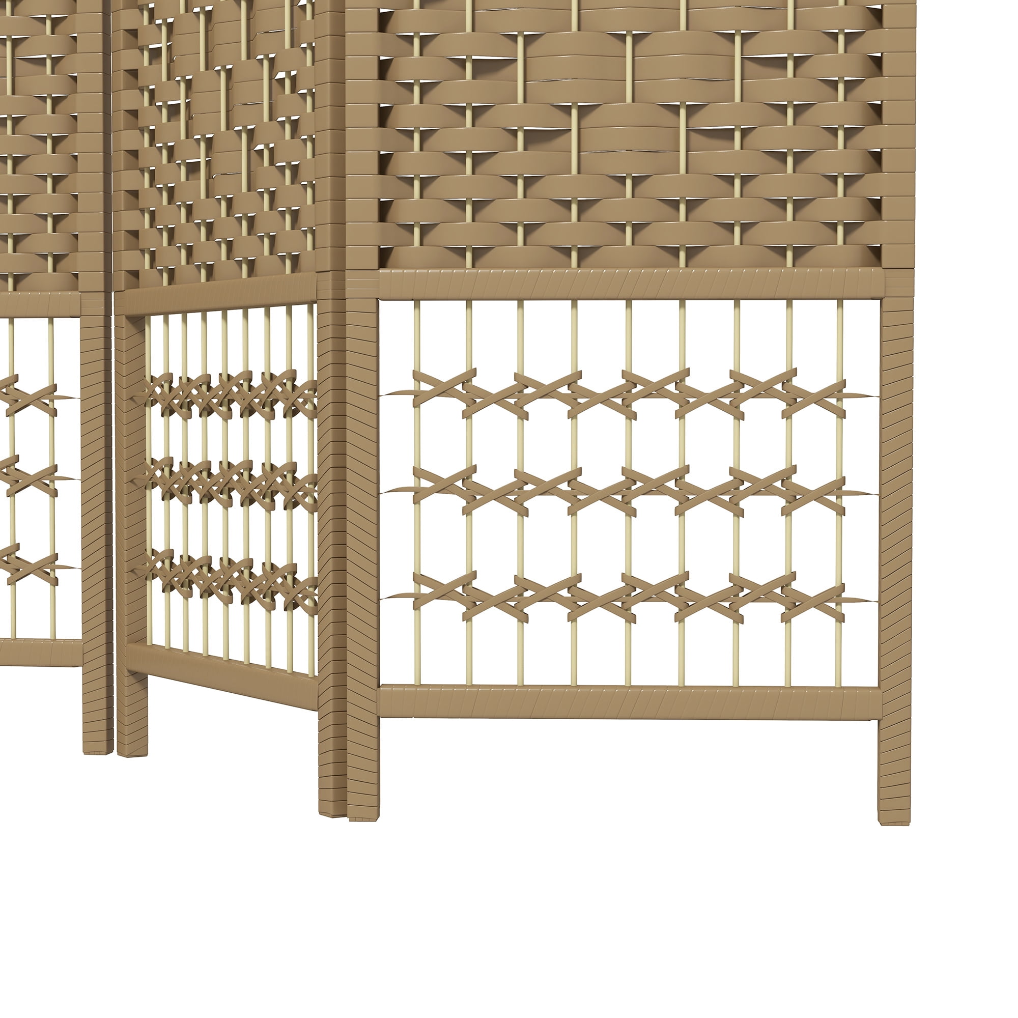 Privacy Screen 4 Panel Room Divider, Folding Privacy Screen, 5.6' Room Separator, Wave Fiber Freestanding Partition Wall Divider, Natural,Partition Screen