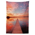 thumbnail image 3 of Ambesonne Nature Tablecloth Rectangular Table Cover, Pathway Sunset at Ocean, 60"x84", Orange Lavender, 3 of 4
