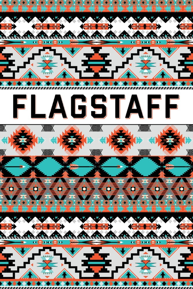 Flagstaff, Arizona, Tribal Inspired Pattern, Orange and Blue (9x12 Wall