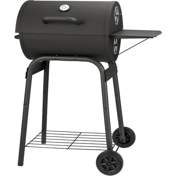 Barrel Charcoal Grill, Large Charcoal Grills with Front and Side Shelf, 627 Square Inches Cooking Grid, Outdoor BBQ Grill, Perfect for Backyard Camping, Patio Parties, and Picnics