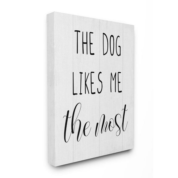 Stupell Industries The Dog Likes Me Most Minimal Rustic Pet Design Canvas Wall Art Design by Daphne Polselli, 24" x 30"