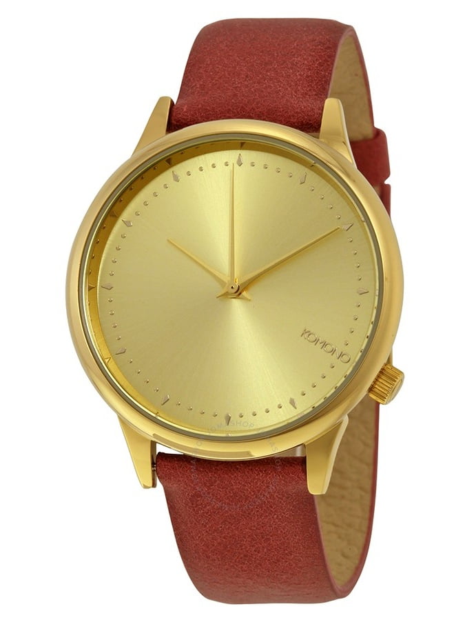 Estelle Gold Dial Burgandy Leather Ladies Watch W2452