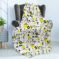 thumbnail image 4 of Black and Yellow Soft Flannel Fleece Blanket, Prehistoric Patterns of Minimalism 80's 90's Years Memphis Style, Cozy Plush for Indoor and Outdoor Use, 50" x 70", Black Yellow White, by Ambesonne, 4 of 5