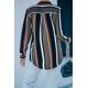 thumbnail image 1 of ABPHQTO Camisa de mujer moderna de rayas negras y marrones para mujer, 1 of 5