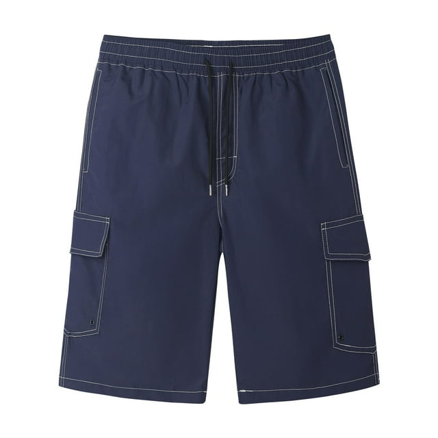 ohmzyzo Mens Swim Trunks Quick Dry Summer Beach Board Shorts Elastic Waist Drawstring Cargo Sweatshorts with Pockets